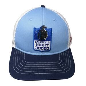 Caldwell Night Rodeo Snapback Trucker Hat Blue OS Adjustable Mesh Back Stitch It